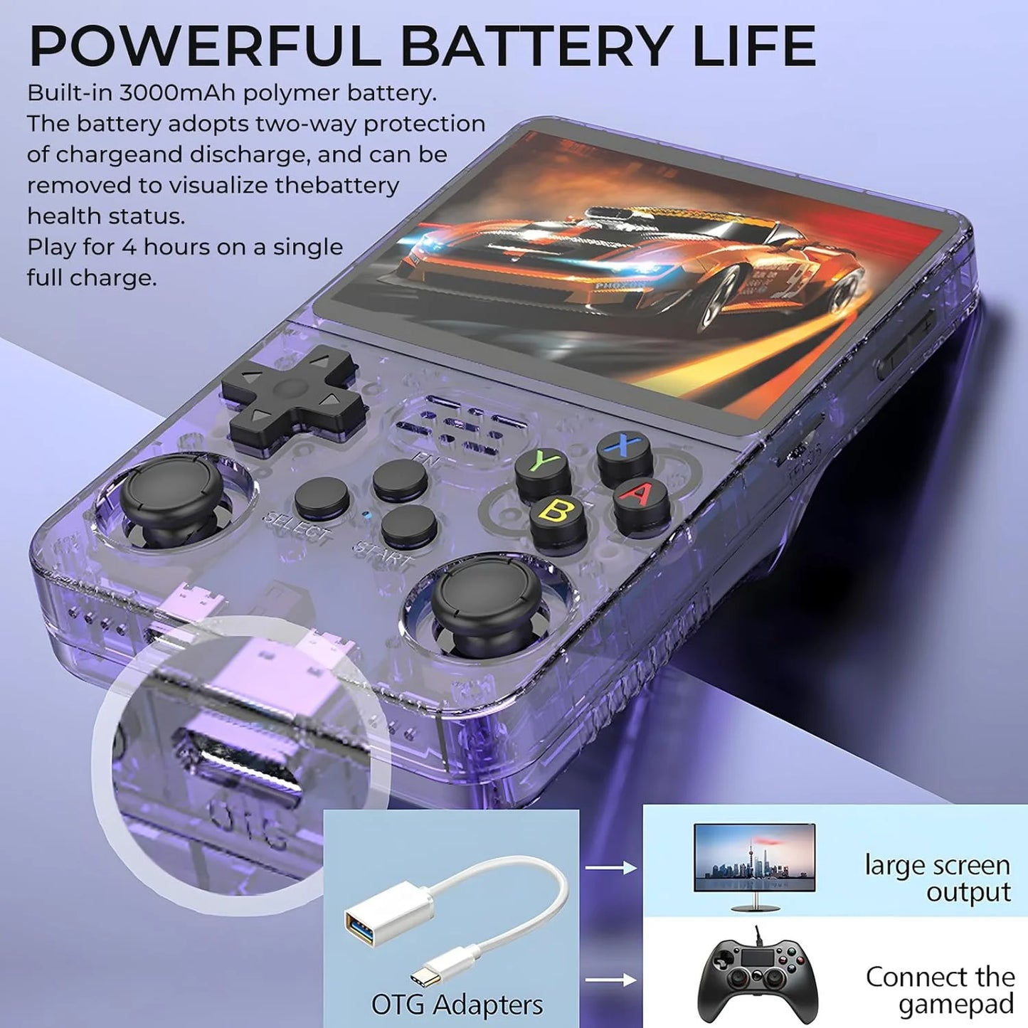R36S Retro Handheld Video Game Console 3.5 Inch IPS Screen 128GB Preloaded Games Portable Pocket Player with Linux System