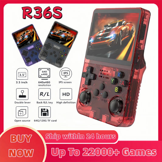 R36S Retro Handheld Video Game Console 3.5 Inch IPS Screen 128GB Preloaded Games Portable Pocket Player with Linux System